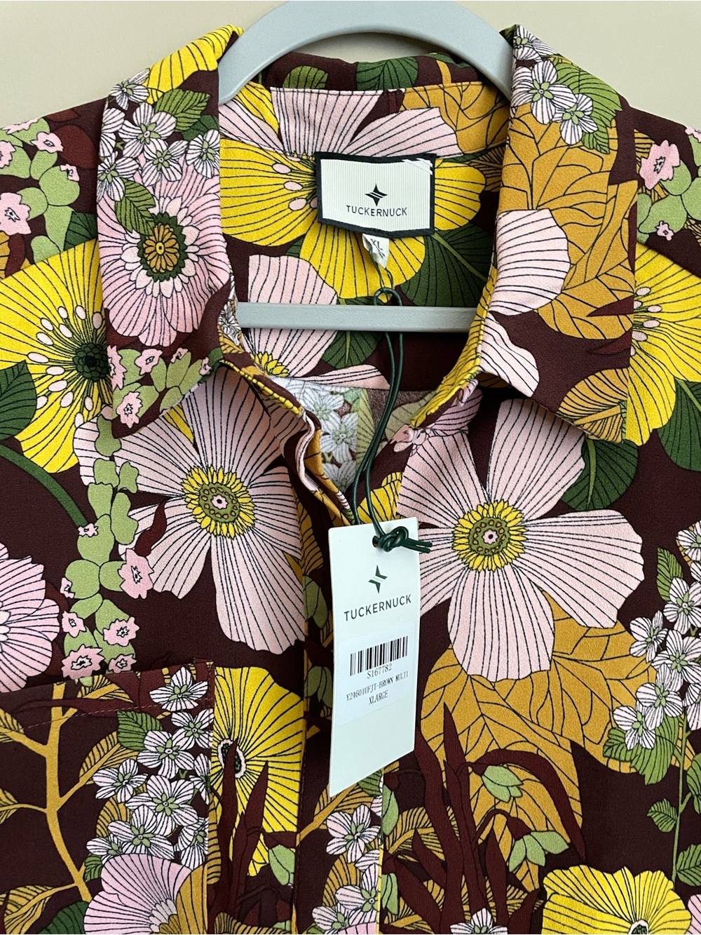 Tuckernuck NWT retro floral crepe Callahan shirt dress boho maximalist sz XL - Picture 2 of 13